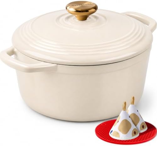 Overmont Enameled Cast Iron Dutch Oven