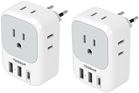 TESSAN European Travel Plug Adapter 2 Pack, Type C Plug