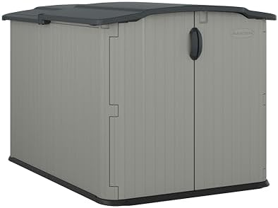Suncast Glidetop Horizontal Shed, Resin Outdoor Storage Shed, Dove Gray