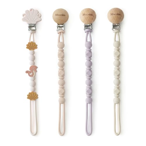Moonkie Silicone Pacifier Clips for Baby – Durable One-Piece Binky Holder