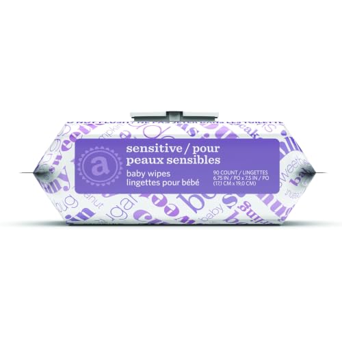 Amazon Elements Baby Wipes, Sensitive, Unscented, Cleans Gently, 270 Count