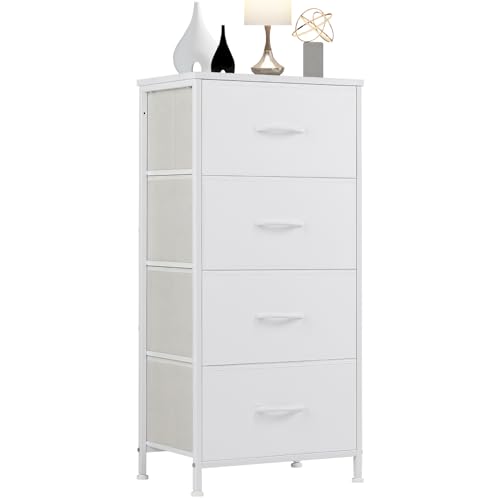 DUMOS Nightstand, Bedside Table with 4 Fabric Drawers