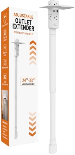 Outlet Extender Stick with 2 USB-A & 2 USB-C,6 AC Outlets,24"-34" Extension