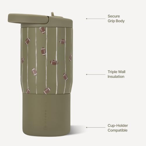 HydroJug Sport 14 oz For Kids 4+ Water Bottle with Straw,Football