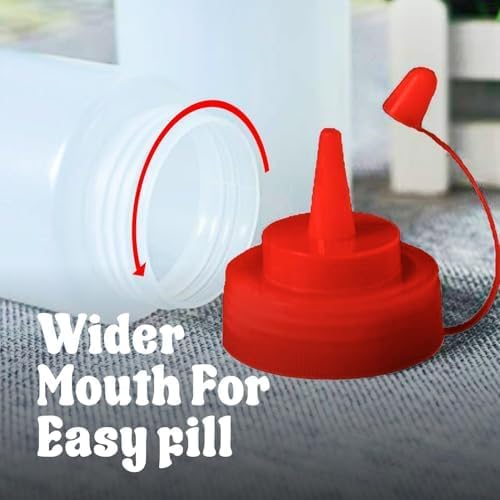 Norcalway 12 oz Condiment Squeeze Bottles for Sauces - Leak Proof Oil, Syrup