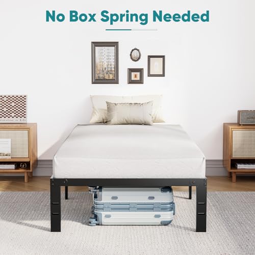OLIXIS Twin Metal Platform Bed Frame - 14in High Heavy Duty Mattress