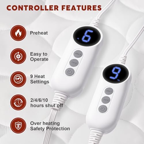 MASVIS Heated Mattress Pad Queen Size with Dual Control