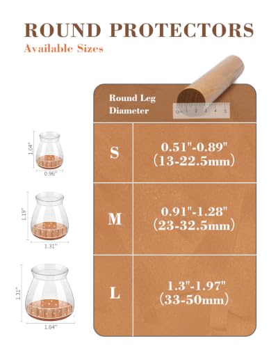 Chair Leg Floor Protectors, 24 Pack Silicone Furniture Pads for Hardwood