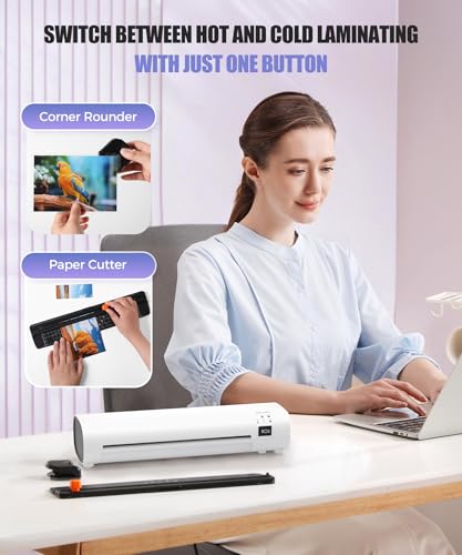 9 Inch Portable Laminator Machine with 40 Laminating Sheets and Trimmer