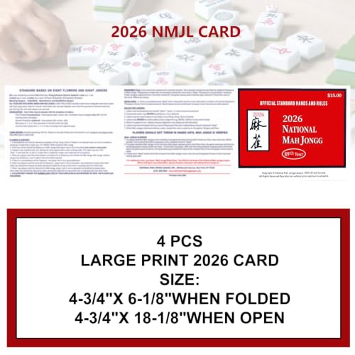 2026 NMJL Mah Jong Card Official Revision - Large Size - 4 Pcs