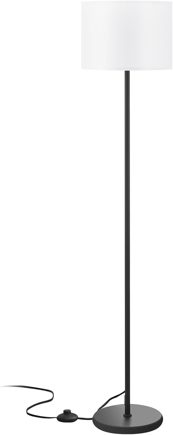 Modern Floor Lamp Simple Design with White Shade, Foot Pedal Switch, 60"