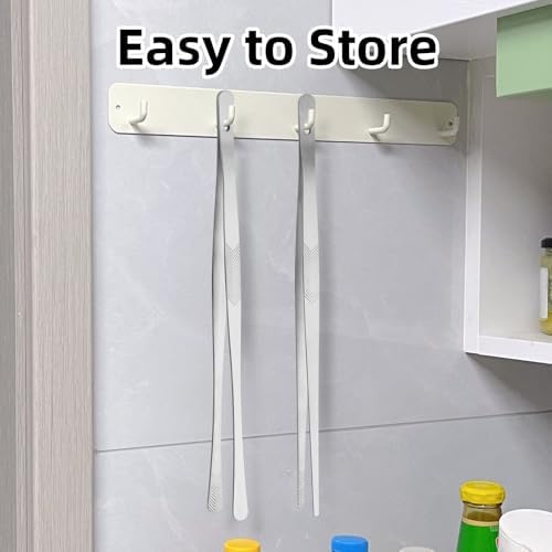 2PCS 12" Stainless Steel Kitchen Tongs Tweezers with Serrated Tips