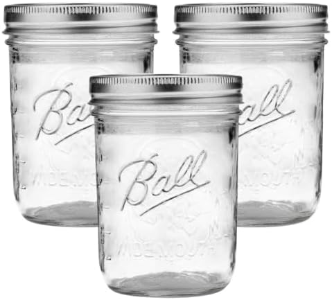 Ball Wide Mouth Glass Mason Jars with Lids and Bands, Used for Canning, Pickling, Juice