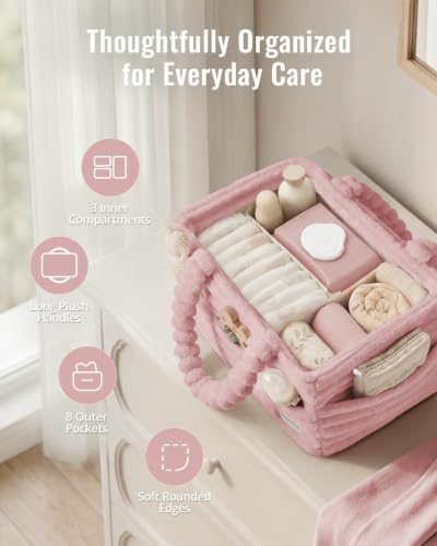 Blissful Diary Flannel Diaper Caddy Organizer with Gift Packaging, Portable
