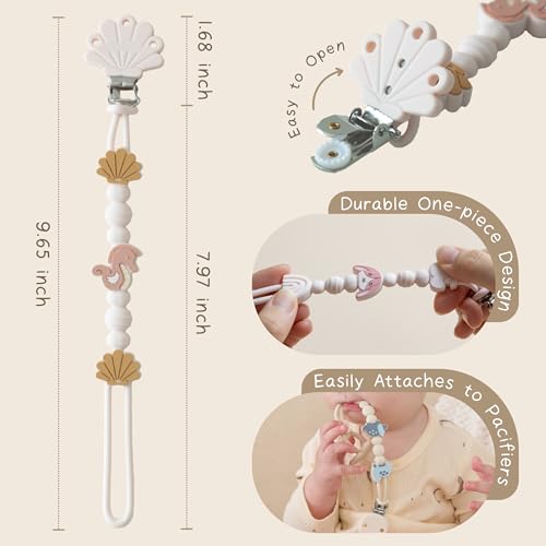 Moonkie Silicone Pacifier Clips for Baby – Durable One-Piece Binky Holder