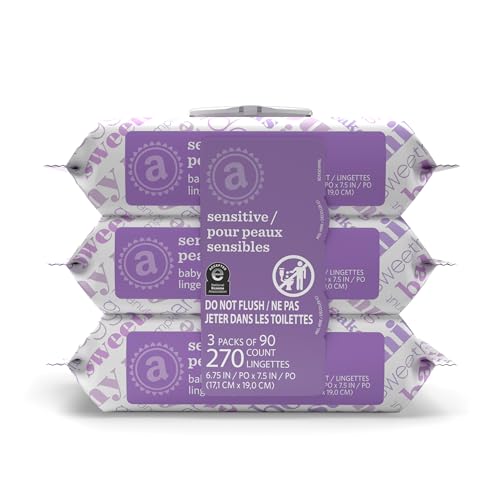 Amazon Elements Baby Wipes, Sensitive, Unscented, Cleans Gently, 270 Count