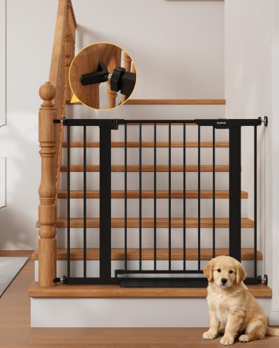 InnoTruth 27-36.6 in Wide Baby Gate for Stairs and Doorways, Black