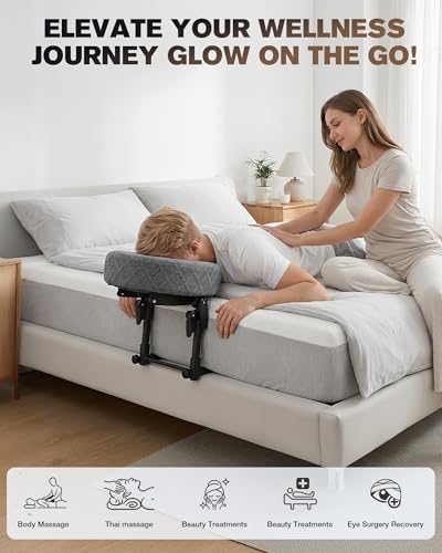 Massage Headrest for Bed, Massage Face Cradle at Home Adjustable 18" Height