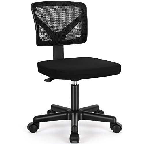 Sweetcrispy Small Armless Desk Chair, Mesh Rolling Office Chairs