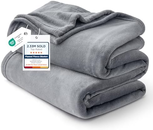 Bedsure Fleece Bed Blankets Queen Size Grey