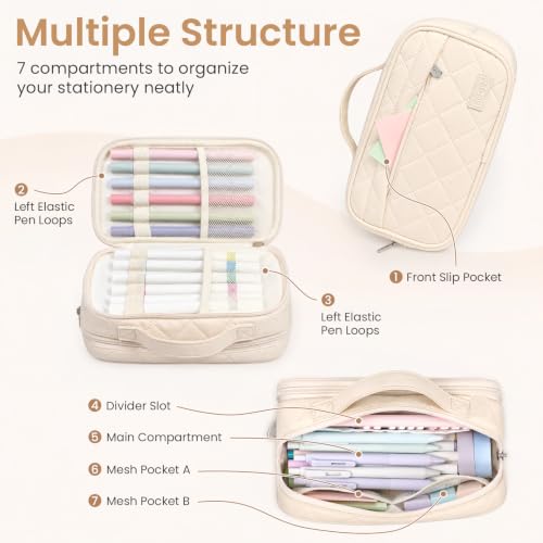 Sooez Large Pencil Case, Pencil Pouch with Handle, Pen Bag Marker Organizer