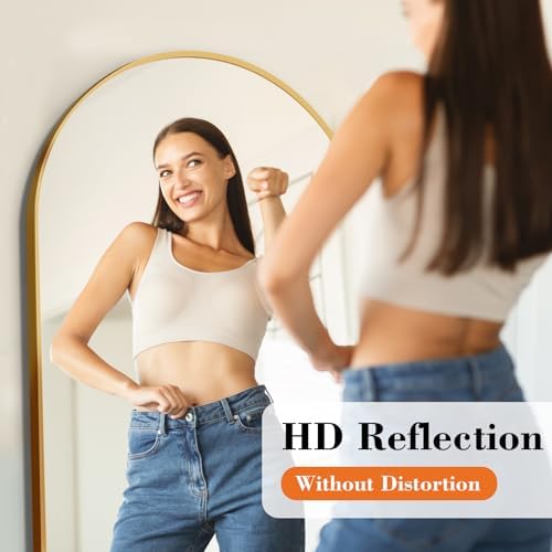 DUMOS 64"x21" Arched Full Length Mirror with Stand, Full Body Floor Mirror