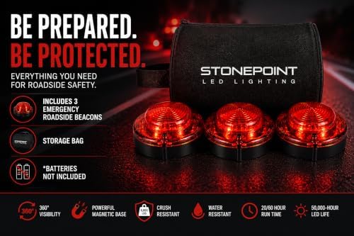LED Emergency Road Flare Kit Set of 3