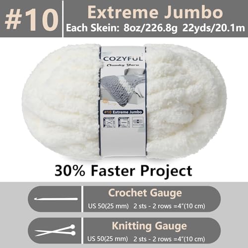 Cozyful Chunky Yarn for Hand Knitting - #10 Chunky Chenille Yarn