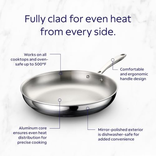 Tramontina Signature Tri-Ply Clad Stainless Steel 12-Inch Large Frying Pan