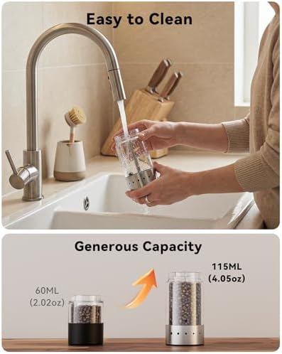 TOMEEM Rechargeable Electric Salt and Pepper Grinder Set, Battery Display