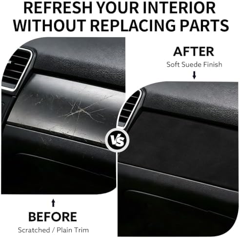 Suede Fabric Wrap for Car Interior, Black, 24 x 72 in