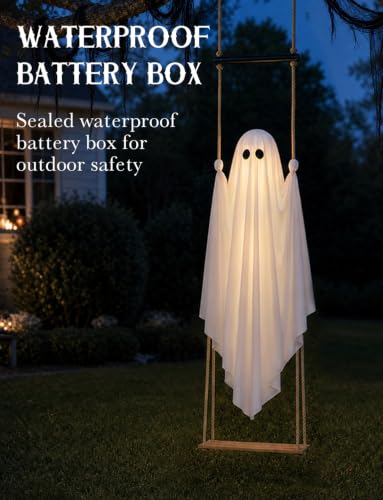 Halloween Decorations Outdoor 3.7FT Pre-Assembled Hanging Swing Ghost