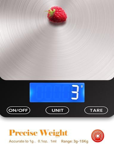 Food Scale -33lb Digital Kitchen Scale for Food Ounces Grams Rechargeable