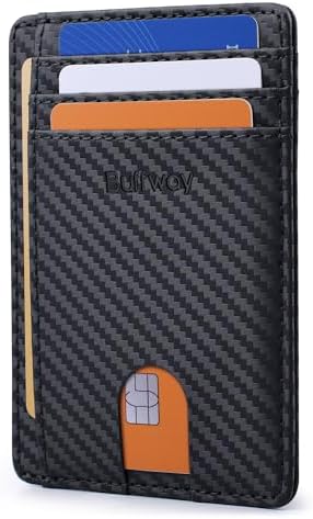 Buffway Slim Minimalist Front Pocket RFID Blocking Leather Wallets for Men and Women