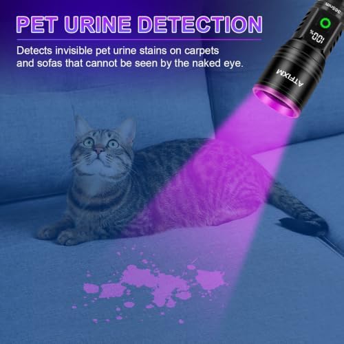 2Pack 365nm Black Light UV Flashlight Rechargeable for Pet Urine Detection