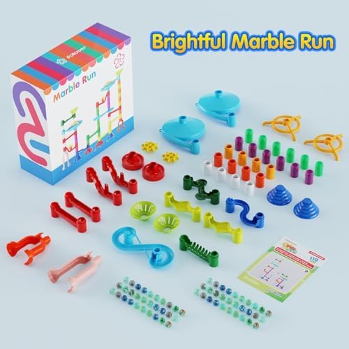 Marble Run Kit, 110pcs Marble Maze Game Construction Building Toys for Kids