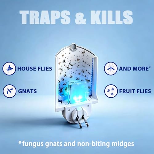Flying Insect Trap for Indoor Use (2 Starters & 6 Refill Cartridges), UV
