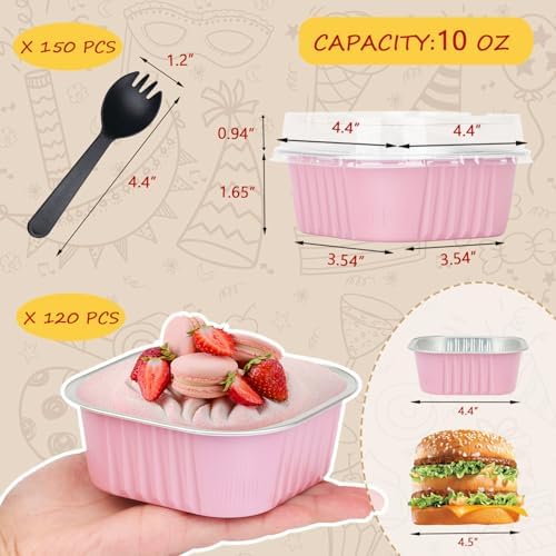 LNYZQUS 120 Pack 10oz Mini Cake Pans with Lids and Spoons for Bake Sales