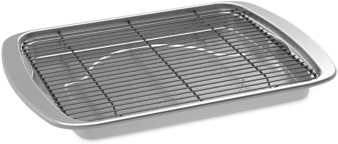 Nordic Ware Oven Crisp Baking Tray 2pc Set Includes Pan and Rack; Natural Aluminum For