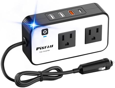 PiSFAU 200W Car Power Inverter - DC 12V to 110V AC Car Plug Adapter Outlet