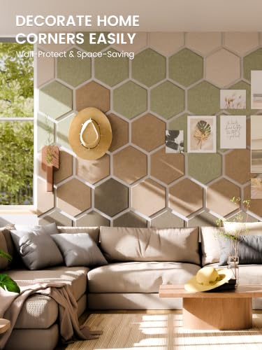 Fluxynara 12-Pack Hexagon Felt Bulletin Board Tiles, Linen Dusk-1