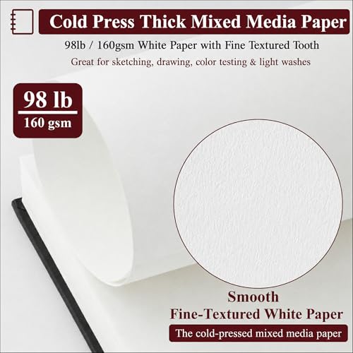 SuFly Mixed Media Sketchbook 9x12, Mixed Media Paper_98lb/160gsm, 60 Sheets