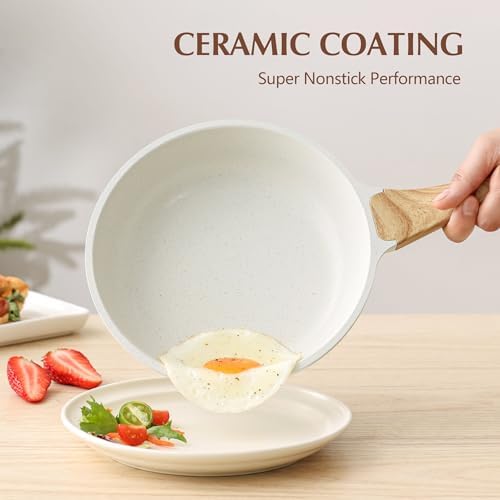 SENSARTE 8/9.5/10/11/12.5In Nonstick Ceramic Frying Pan with Lid