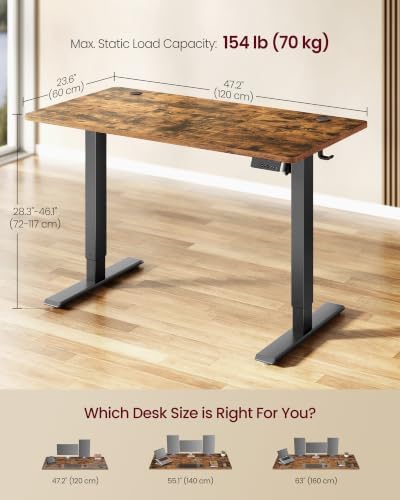 VASAGLE Standing Desk, 48x24 Inch Electric Adjustable Desk, 30-Min Assembly