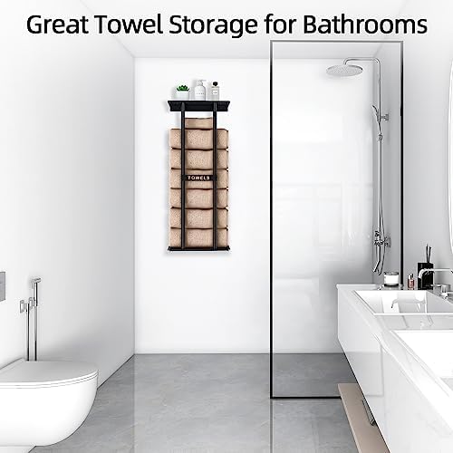 Towel Racks for Bathroom, Bathroom Towel Storage Wall Mounted 30 inch with Shelf Can