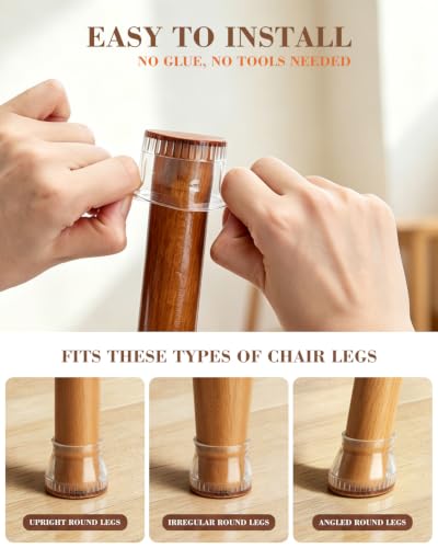 Chair Leg Floor Protectors, 24 Pack Silicone Furniture Pads for Hardwood
