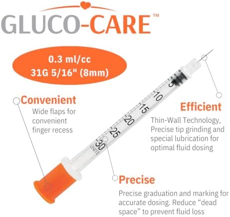 0.3 ml/cc Syringes 31G x 5/16" (8mm), Orange Cap,100 pcs/bx