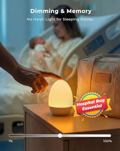 Egg Light for Nursery, Eye-Caring Touch Control Rechargeable Baby Night Light