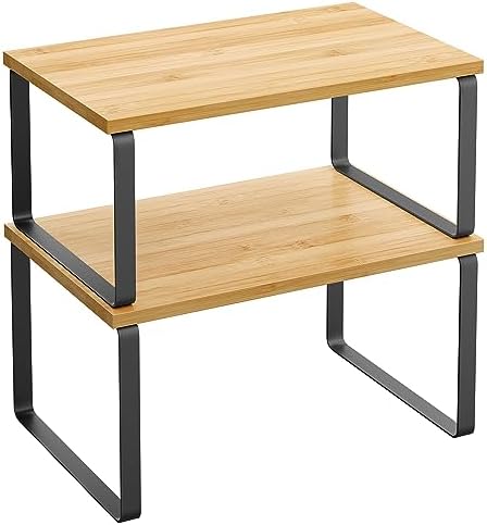 SONGMICS Cabinet Organizer Shelf, Set of 2 Spice Rack, Kitchen Storage