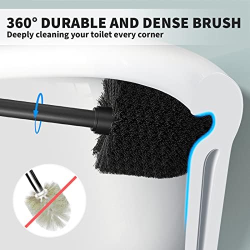 Toilet Brush and Holder 2 Pack, Toilet Bowl Brush with Extra Long Handle